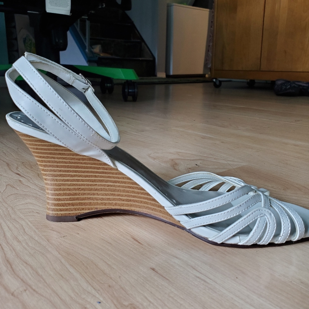 White wedge sandals